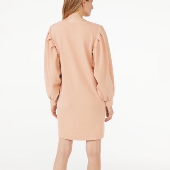 🆕 Scoop Puff Sleeve Crew Neck Sweatshirt Dress Beige Long Sleeve XXXL 3X (22) - Picture 3 of 10